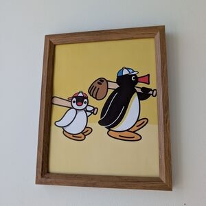 Pingu & Pinga Poster In Wooden Frame (9x11 Inches)